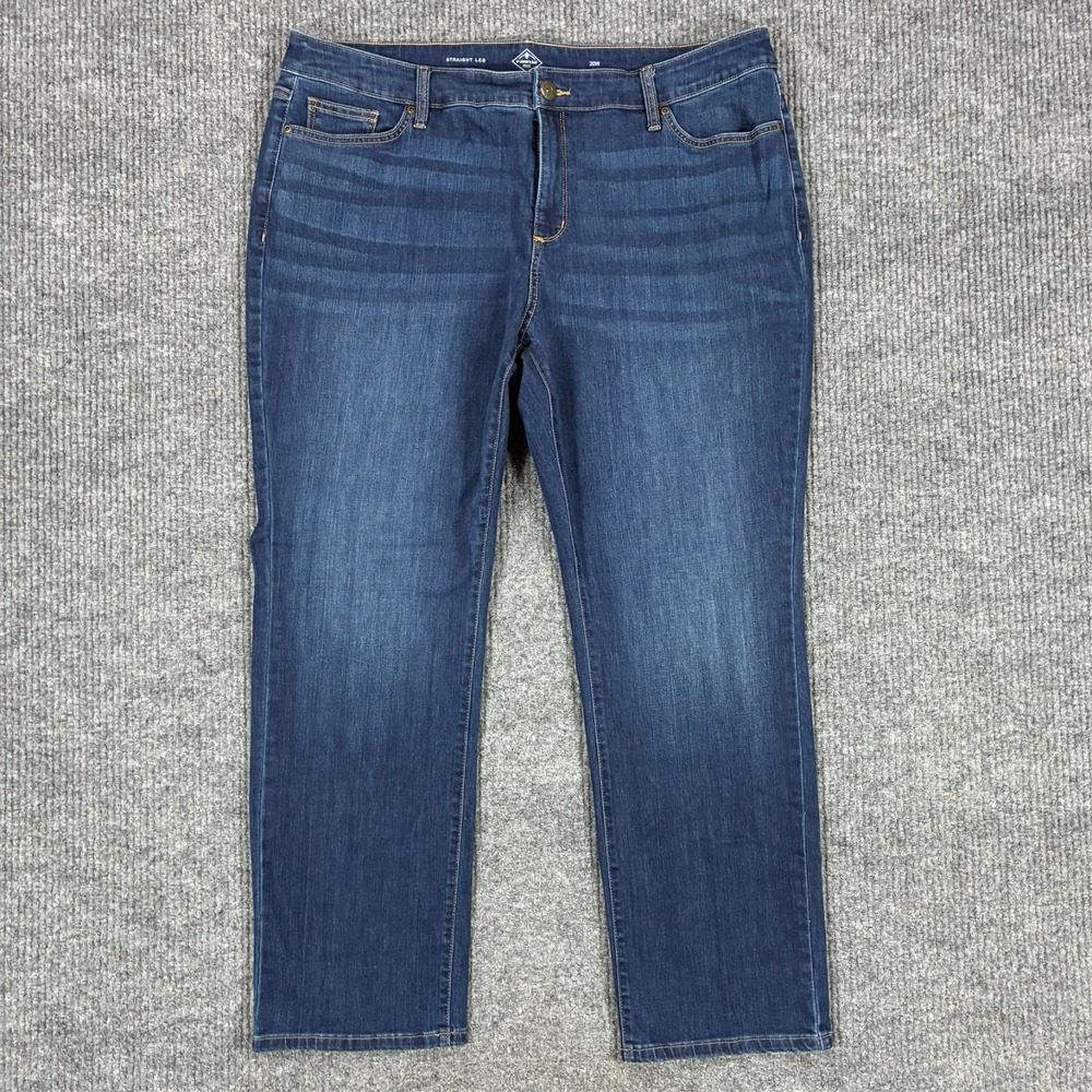 St. John's Bay Womens Straight Leg Jeans Size 20W Blue Denim Stretch High Rise